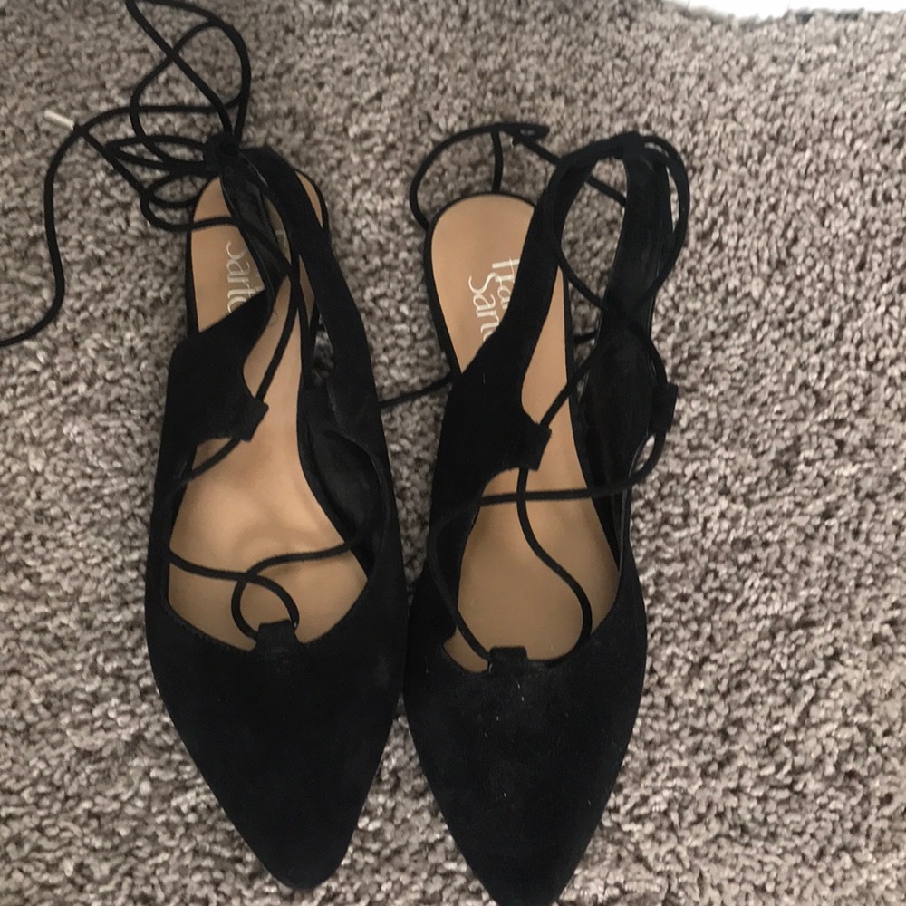 Franco sarto slingback flats with ankle tie detail